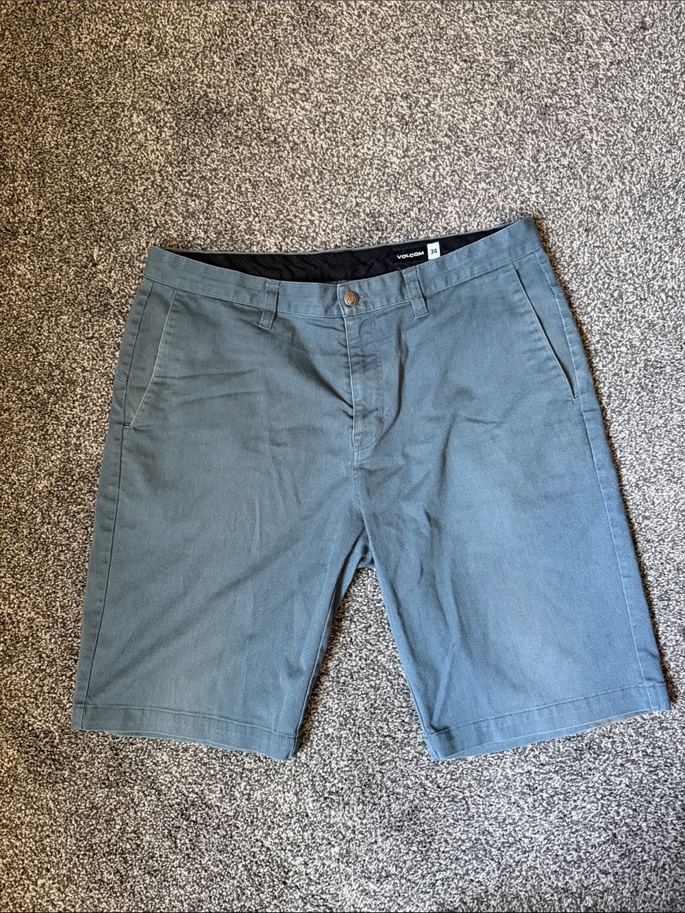Volcom Men's Flat Front Chino Shorts - Teal Blue